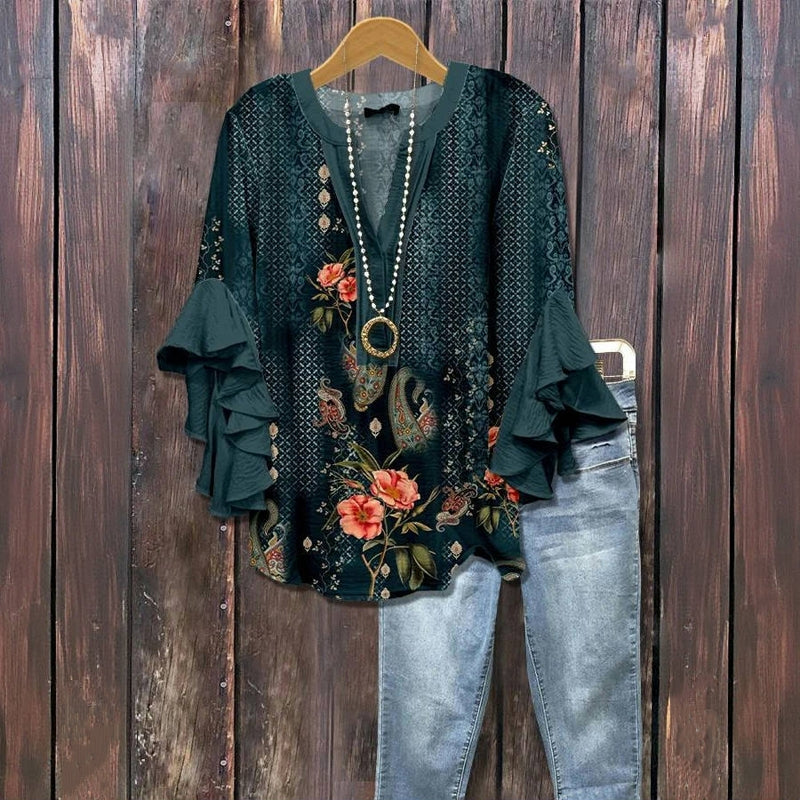 Zomerblouse "Tuinfeest" – Klassiek & warm