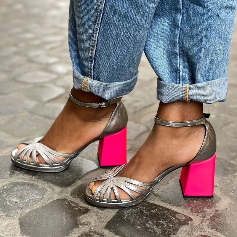 Seraphina™ | Glanzende sandalen met blokhak en elegante gesp