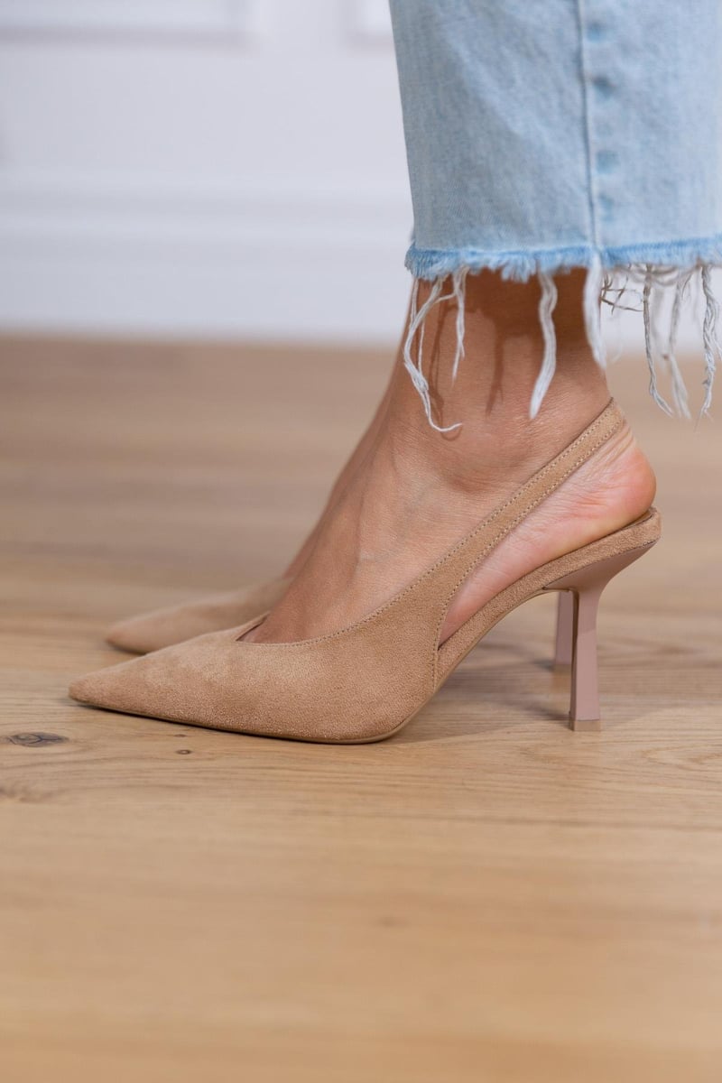 Marlena™ | Nude slingback pumps met slanke hak