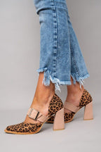 Selveta™ | Suède sandalen met luipaardprint en stabiele hak