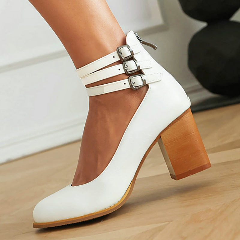 Casilda™ | Gladde sandalen met enkelbandje en blokhak
