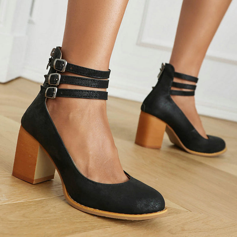 Casilda™ | Gladde sandalen met enkelbandje en blokhak