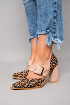 Selveta™ | Suède sandalen met luipaardprint en stabiele hak