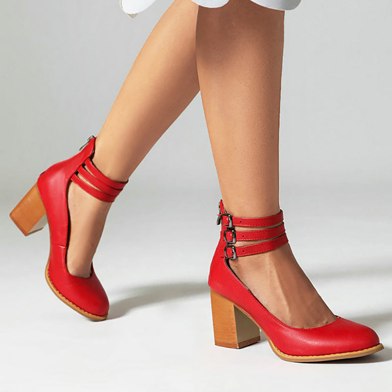 Casilda™ | Gladde sandalen met enkelbandje en blokhak