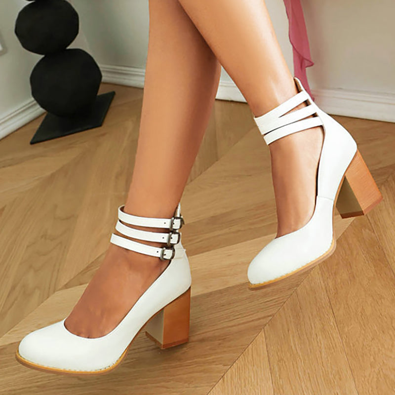 Casilda™ | Gladde sandalen met enkelbandje en blokhak