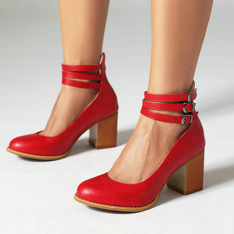 Casilda™ | Gladde sandalen met enkelbandje en blokhak