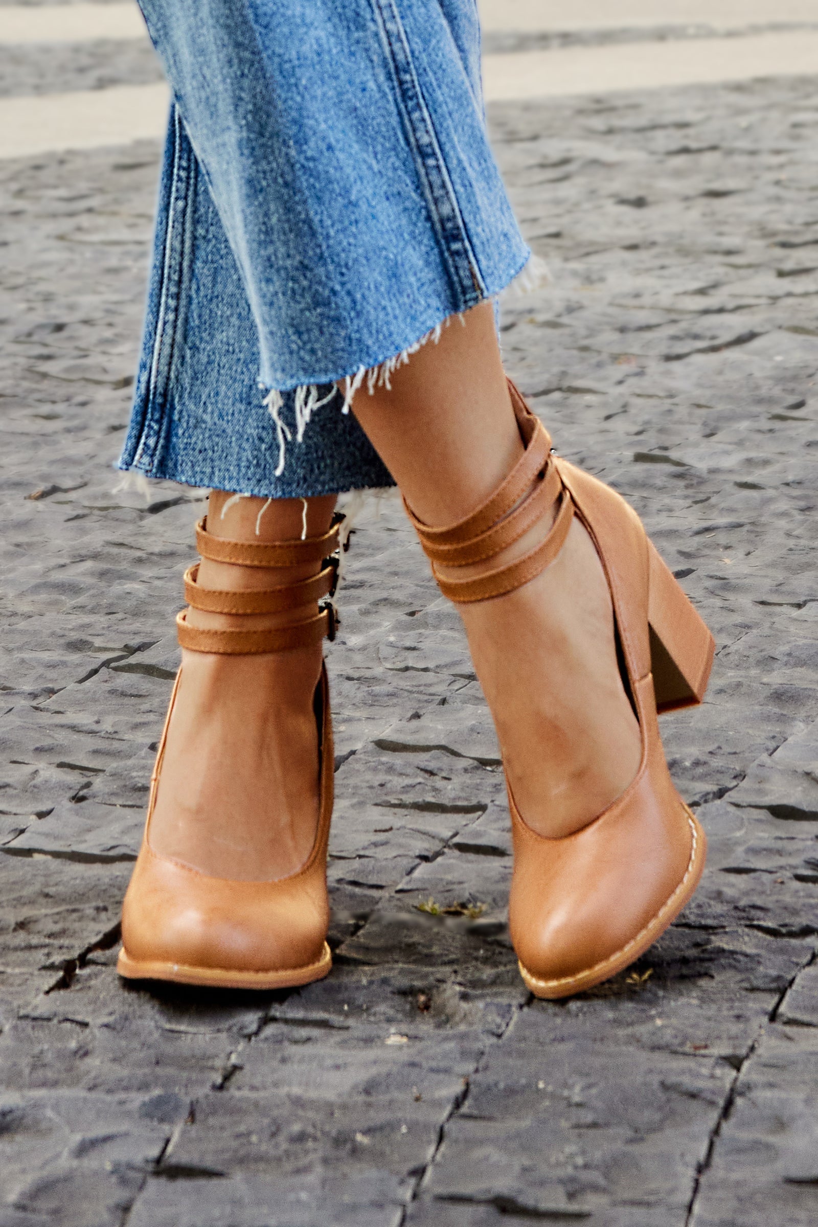 Casilda™ | Gladde sandalen met enkelbandje en blokhak