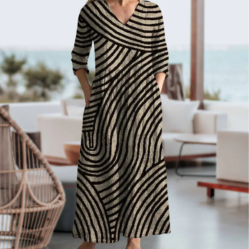 Kyla | Vintage gestreepte maxi-jurk