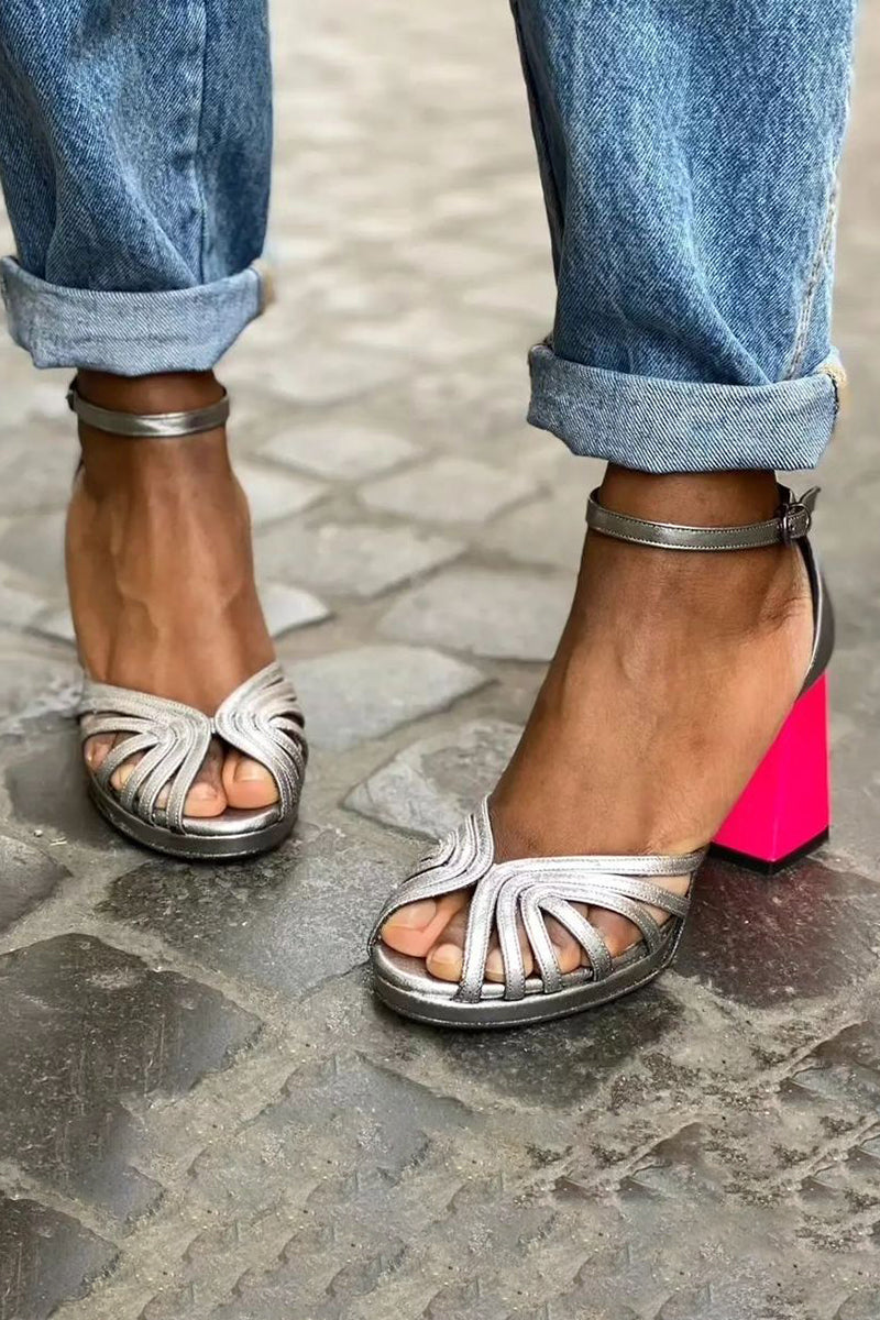 Seraphina™ | Glanzende sandalen met blokhak en elegante gesp