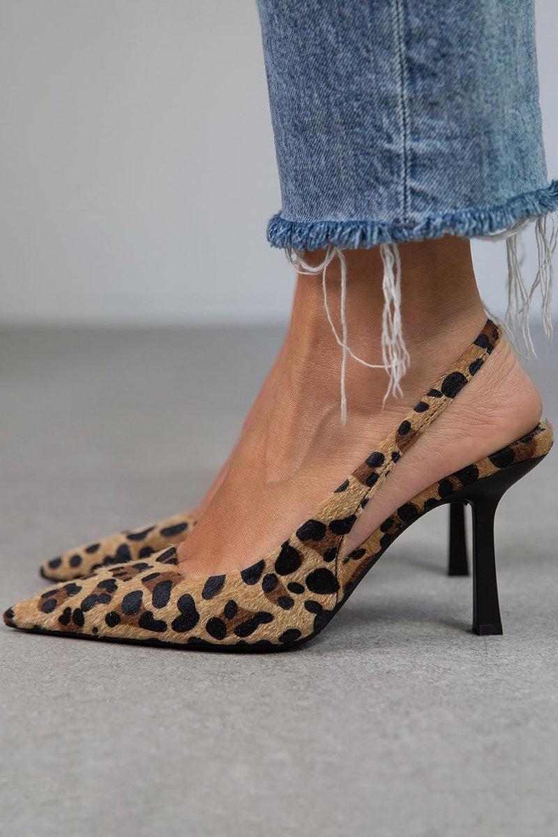 Liorina™ | Kaki pumps met luipaardprint en spitse neus