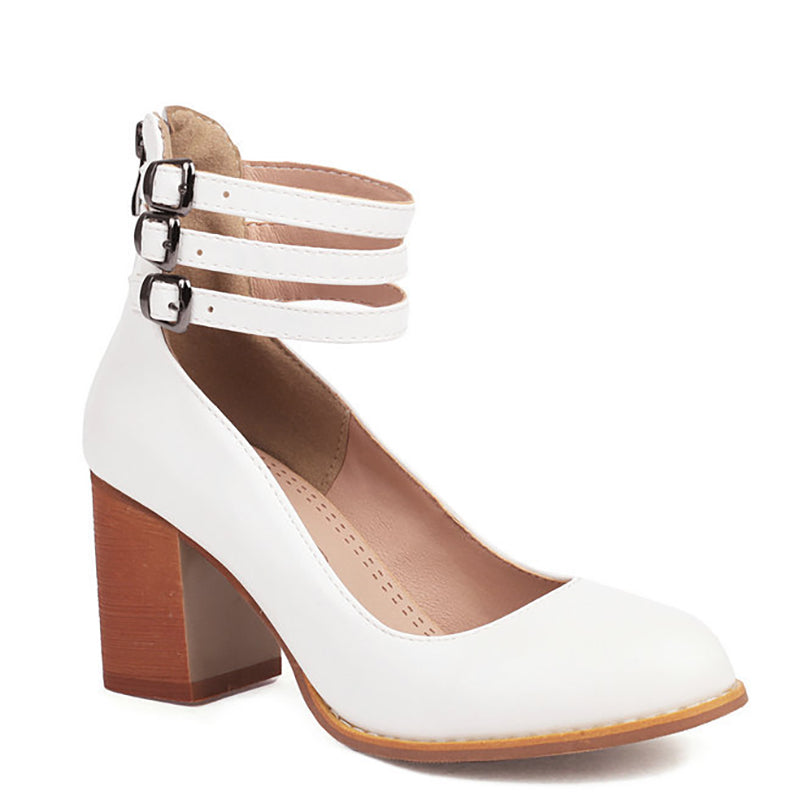 Casilda™ | Gladde sandalen met enkelbandje en blokhak
