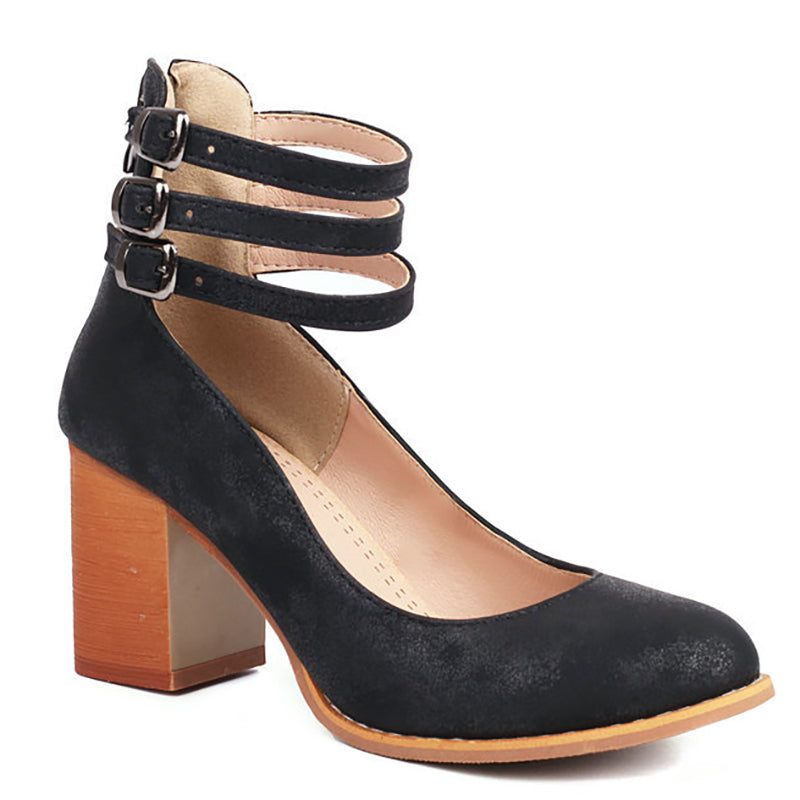 Casilda™ | Gladde sandalen met enkelbandje en blokhak