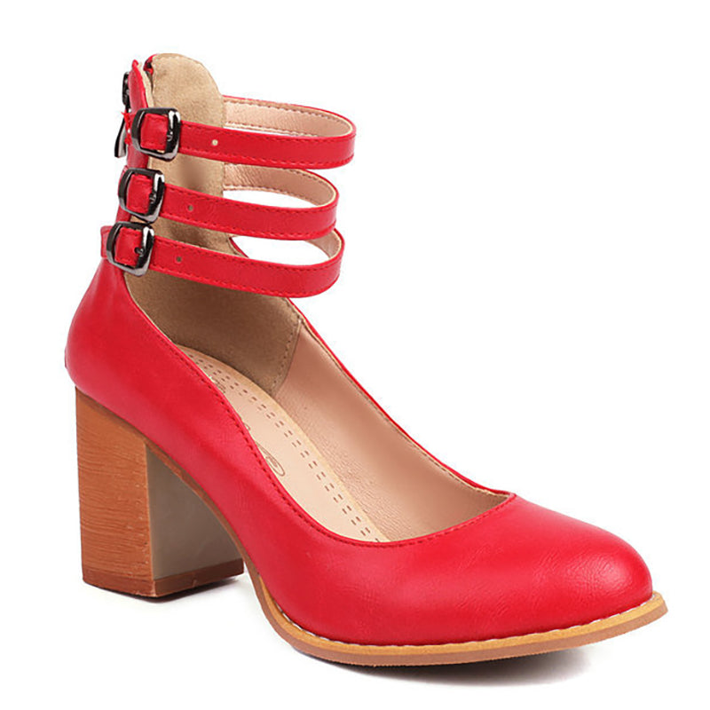 Casilda™ | Gladde sandalen met enkelbandje en blokhak