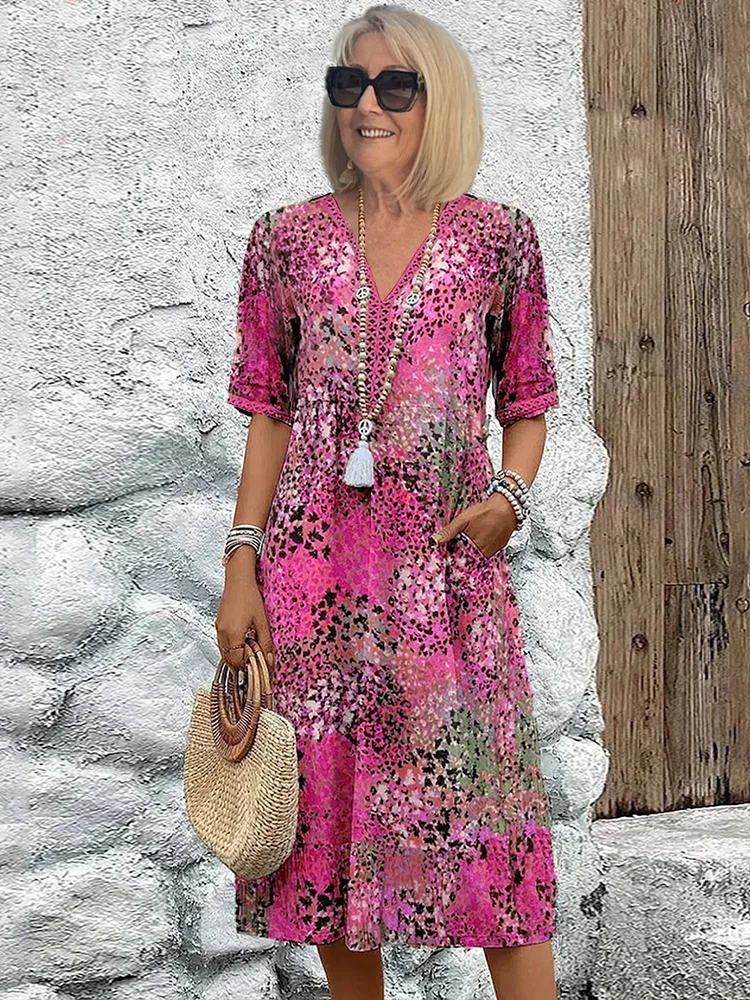 Helen | Elegante maxi-jurk met speelse bloemenprint