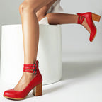 Casilda™ | Gladde sandalen met enkelbandje en blokhak
