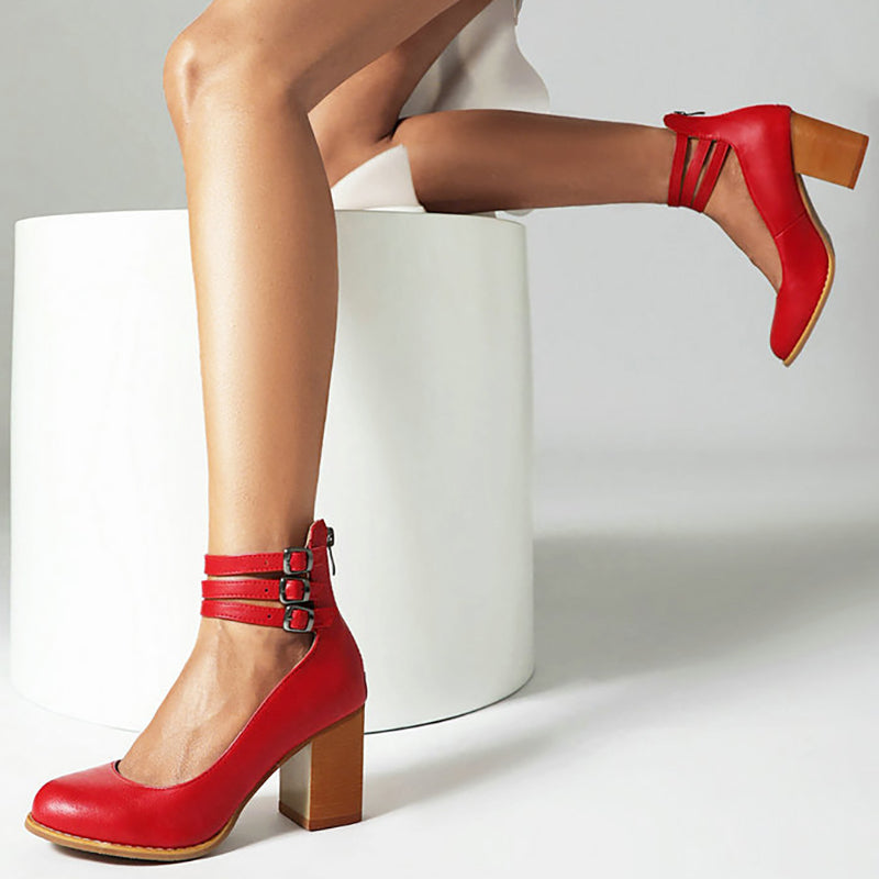 Casilda™ | Gladde sandalen met enkelbandje en blokhak