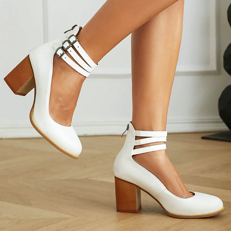 Casilda™ | Gladde sandalen met enkelbandje en blokhak