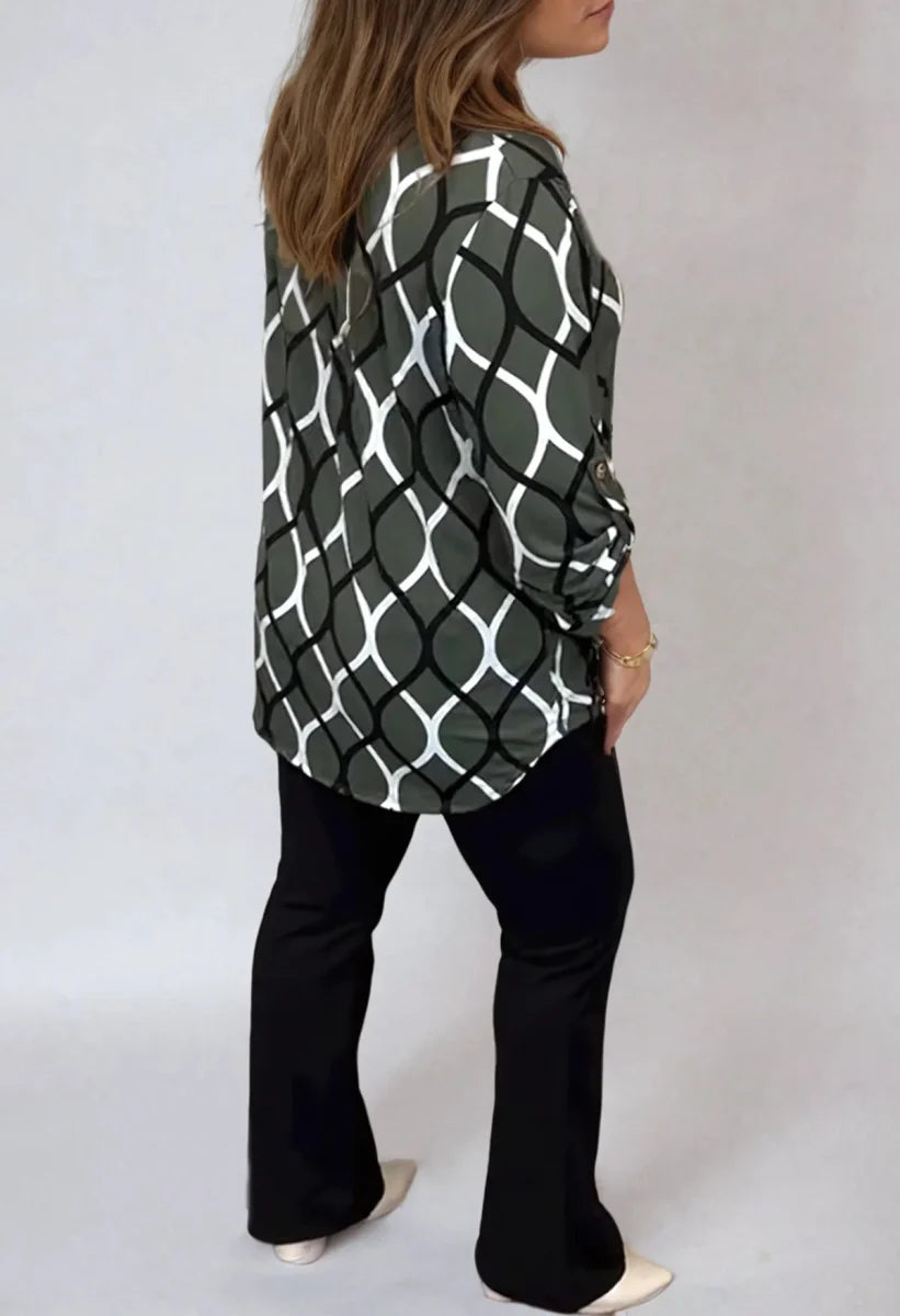 Jannita™ | Casual Blouse met Lange Mouwen en Elegant Patroon