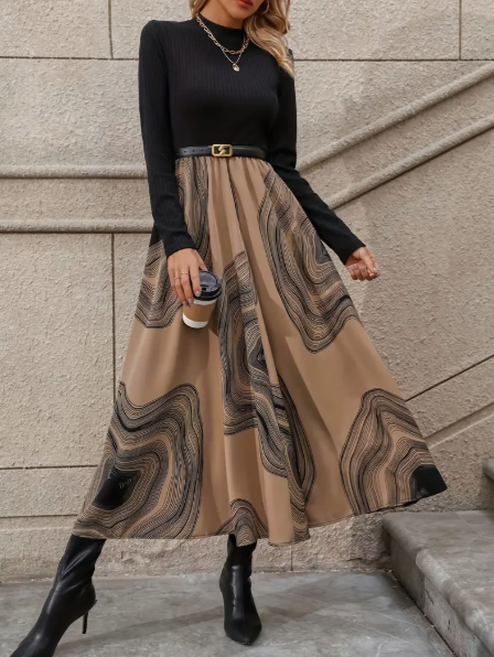 Sylvie | Elegante midi-rok met kunstzinnige print
