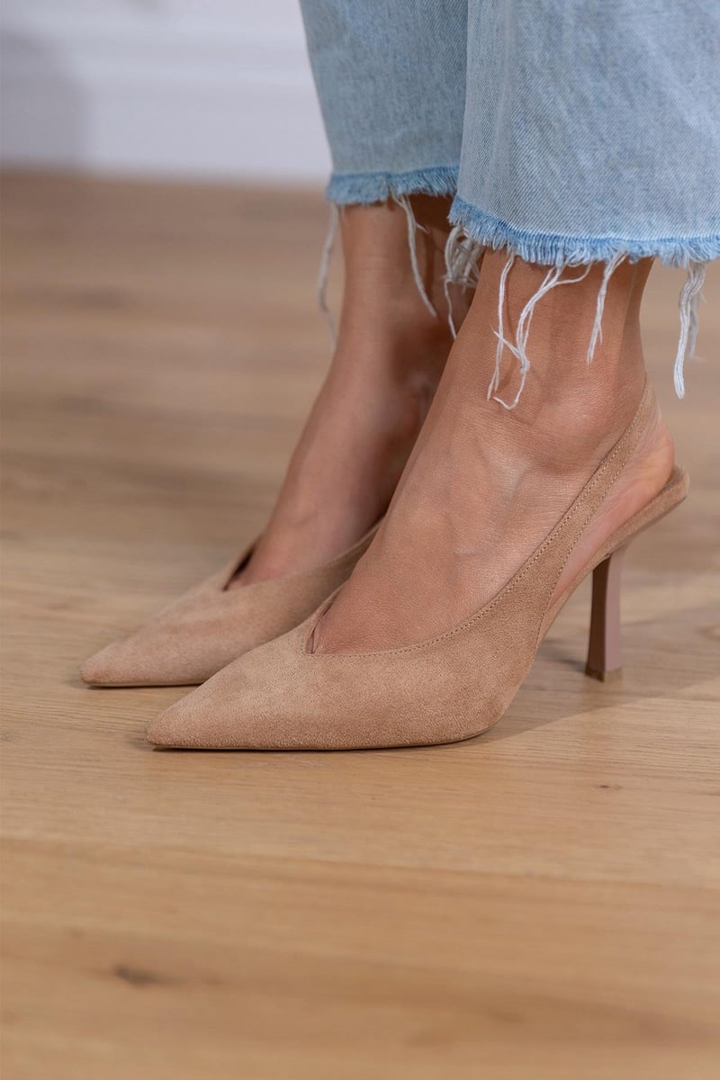 Marlena™ | Nude slingback pumps met slanke hak