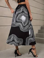 Sylvie | Elegante midi-rok met kunstzinnige print